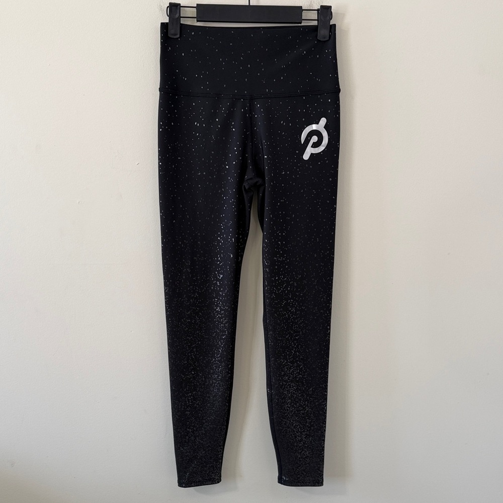 Peloton Sparkle Flex Leggings Black Silver Sparkle Gunmetal Flecks Size Medium - Picture 2 of 9
